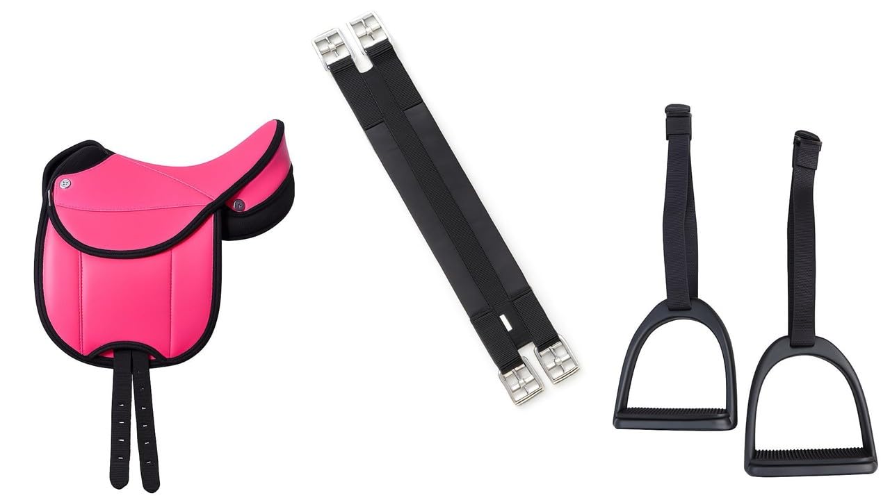 Equipride CUB SADDLE FOR KIDS SHETLAND HORSE WITH GIRTH LEATHERS STIRRUPS (HOT PINK)
