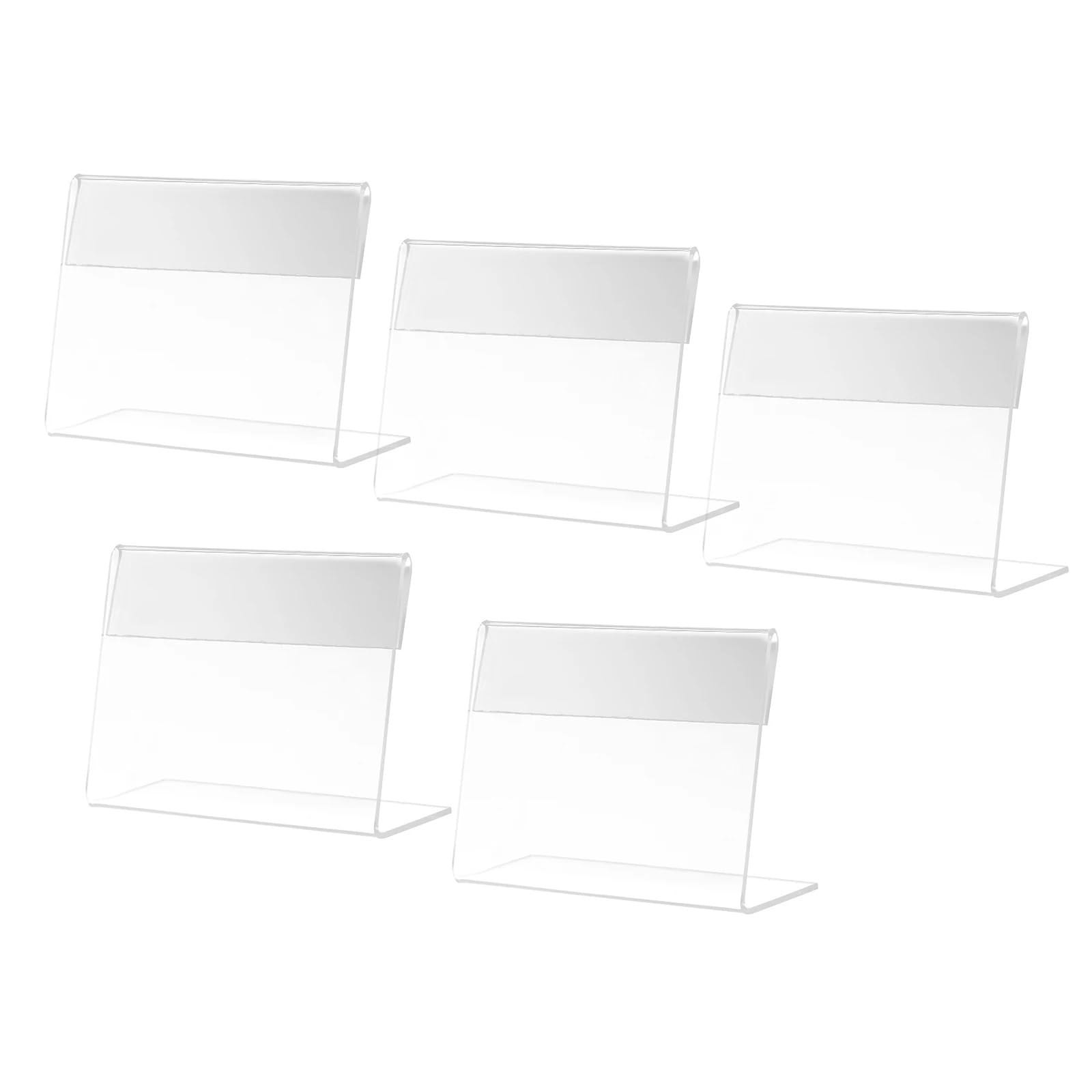 Hzomif 30Pcs Acrylic Business Card Holder L Shaped Price Tags Holders for Classroom Home Office Decorating Supplies