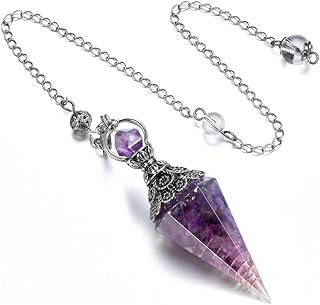 Pierre de Guérison, Améthyste en Résine, Cristal, Naturel, Ornement, Pendule Chakra Divinatoire, de Thot, pour Reiki Healing Dowsing Scrying Balance Bracelet, Chakras (Hexagonal)
