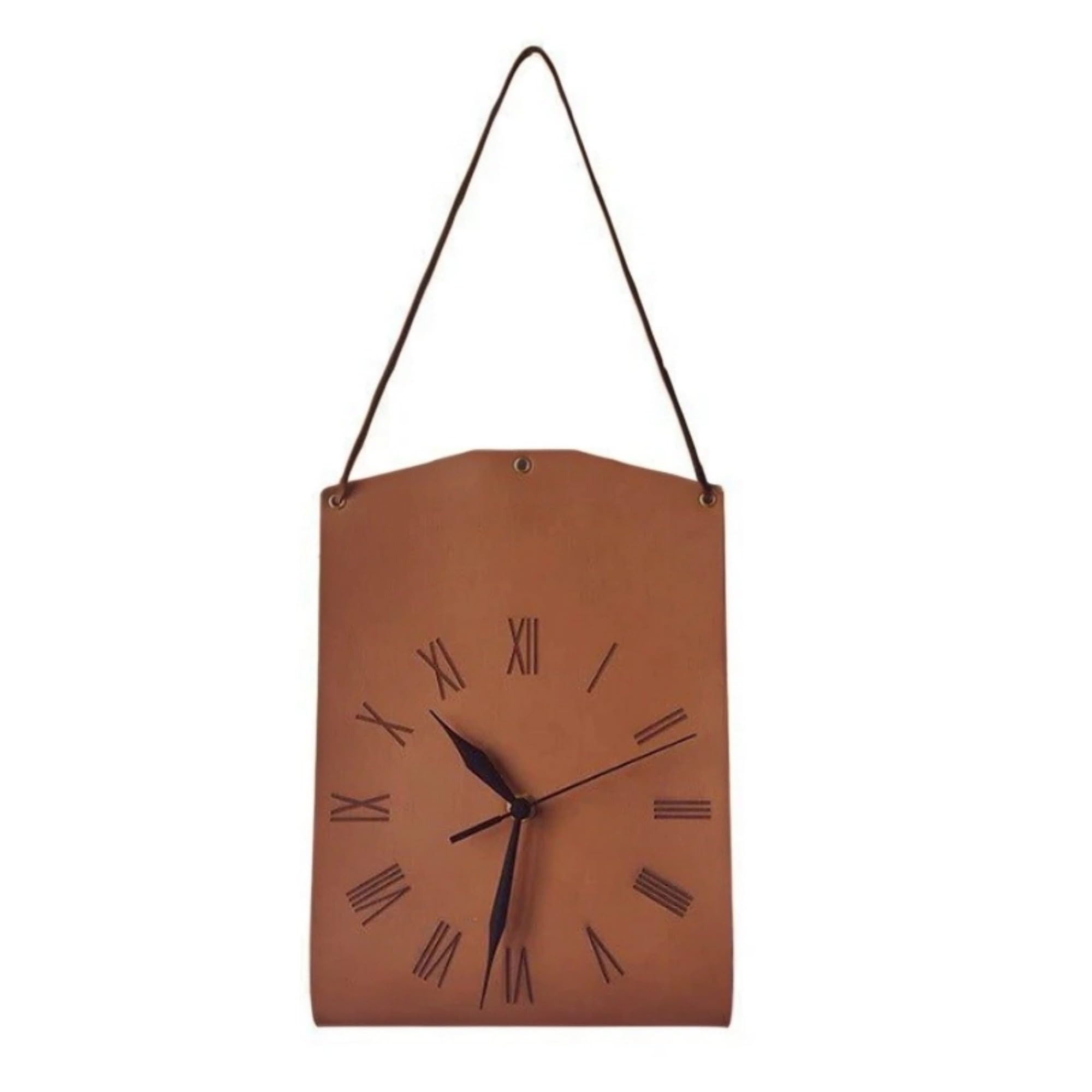 Horloge murale vintage grande taille décoration salon en cuir PU rétro