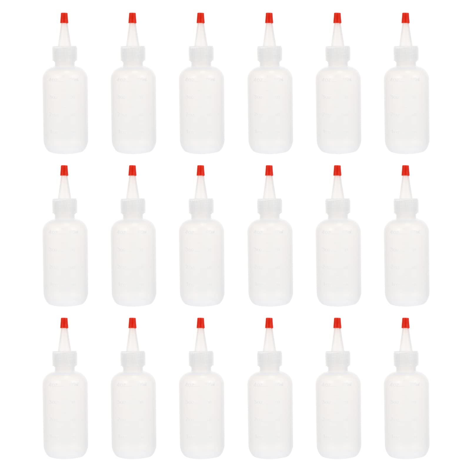 NAMOARLY 18pcs 120ml Plastic Dispensing Bottles with Squeezing Cap Hairdressing Tools for Coloring Liquid