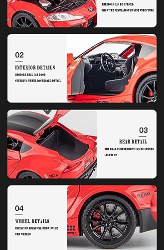 Image of DEOXY Toyota Supra 1:24 Scale Gr Lbwk Model Diecast Metal Pullback Toy Car With Openable Doors & Light, Music Boys Car For Kids Best Toys Gifts Toys,Black