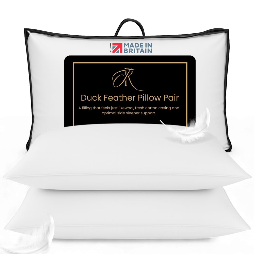 The Royce Duck Feather Pillows - Breathable 100% Cotton Cover - Hypoallergenic - Pillows 2...