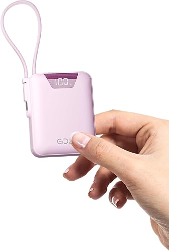 Mini Cargador Portátil, Banco de Energía Ultra-Compacto de 10,000 mAh, Carga Rápida PD de 22.5W, Cable Type-C Incorporado, Paquete de Batería