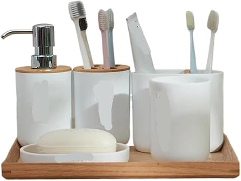 Toothbrush Holder, Household Bathroom Supply Washing Tools Bamboo Soap Dish Soap Dispenser Toothbrush Holder Toilet Brush Bathroom AccessoriesN1320