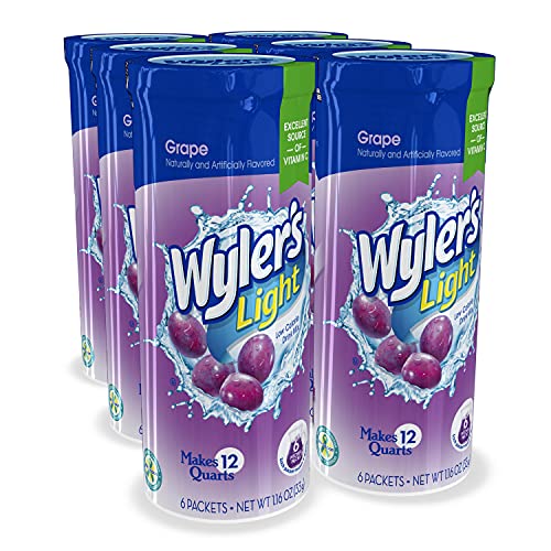 Wyler's Light Pitcher Packs (6 per canister), Grape Drink Mix, includes 6 canisters (36 Total Pitcher Packs)