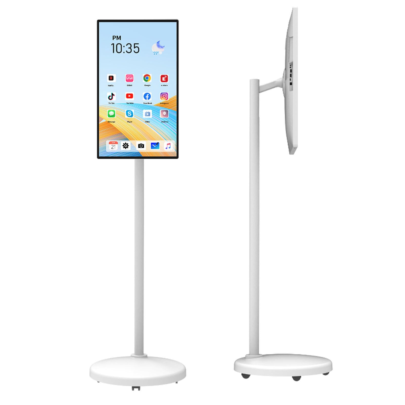 Televisor portátil de 24 Pulgadas, Pantalla táctil 1080P con Ruedas, Android 12, batería de 10000 mAh, Tableta giratoria 6+64G