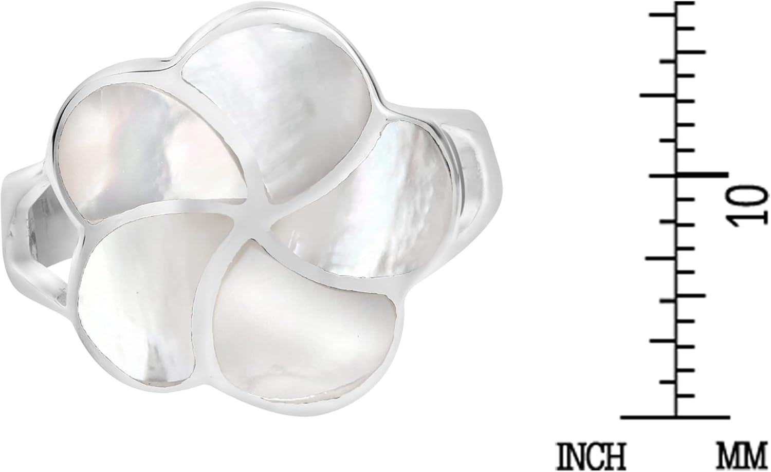 Aeravida Hawaiian Plumeria Flower White Mother of Pearl Inlay .925 Sterling Silver Ring | Adorable Flower Wedding Rings For Women | Vintage Comfort Fit Silver Rings for Women | Gift for Women | Sterling Silver Rings Sizes - Image 5