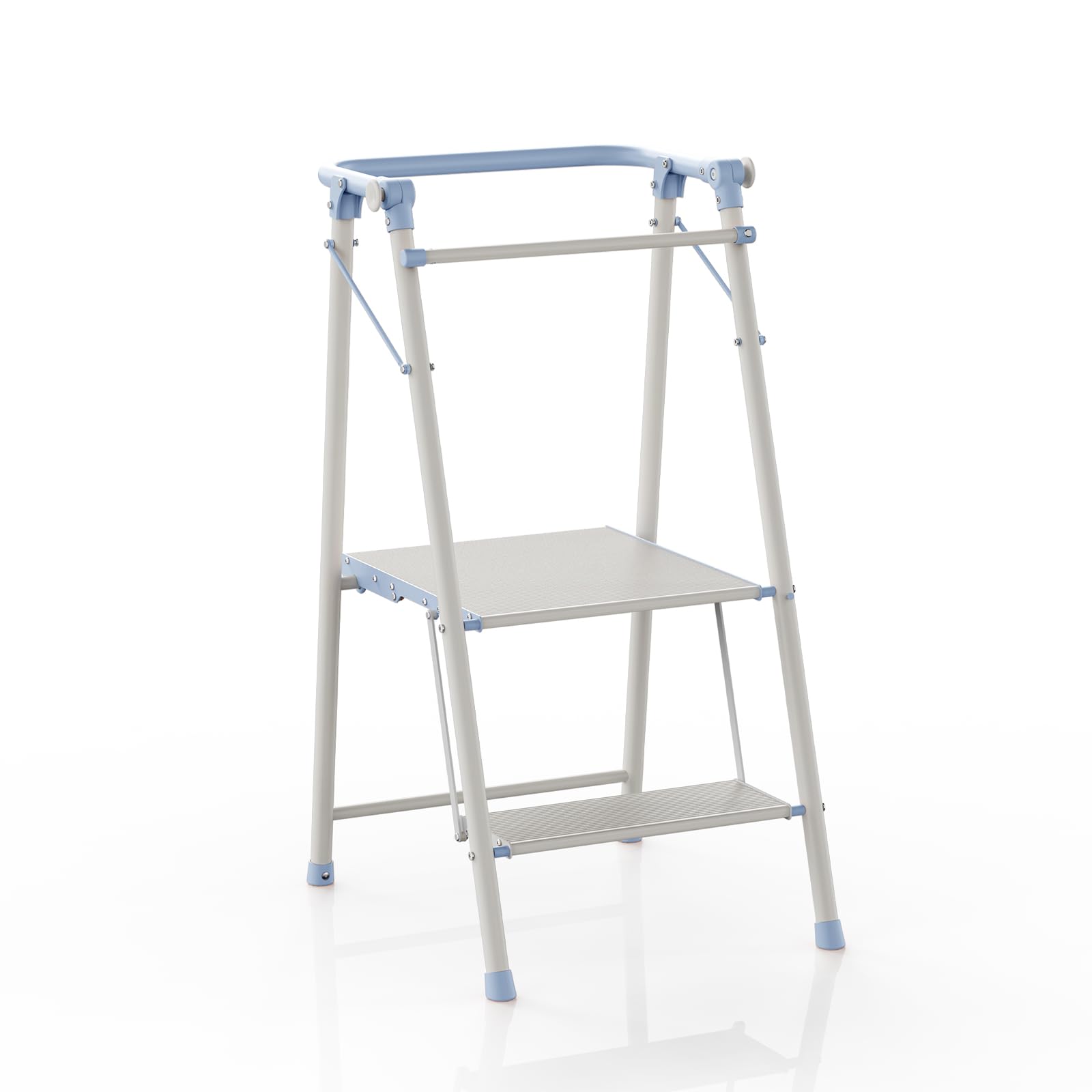 UNICOO Foldable Toddler Tower | 2-Step Ladder for Adult, Foldable & Compact | Folding Kitchen Stepper, Kids Step Stool for Kitchen & Bathroom (Soft