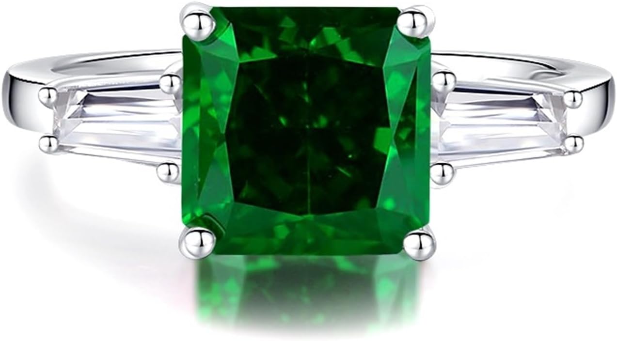 Beautiful Rings for Wedding, 3ct Created Padparadscha Sapphire and Moissanite 3 Stones Platinum Ring for Her, 9K/14K/18K White Gold/Pt950 | Size H 1/2-V 1/2