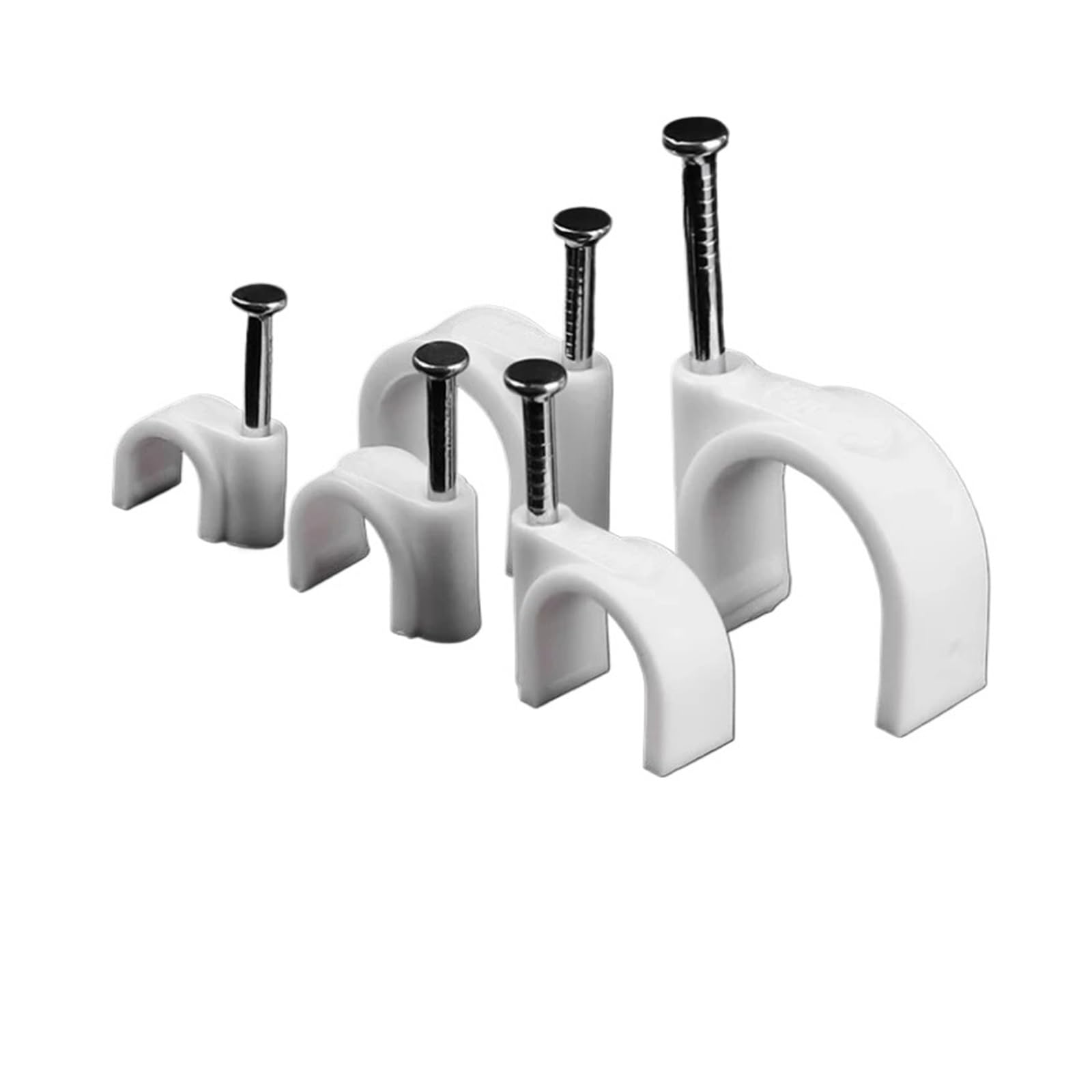 Clips for cables con clavos, 100 unidades, clip for de acero, gestión blanca 4-10 mm(7mm)