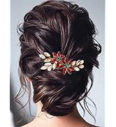 Flayem Braut Kristall Haarspange Rote Strass Hochzeit Haarnadeln Blumen Haarspange Kopfschmuck fü...