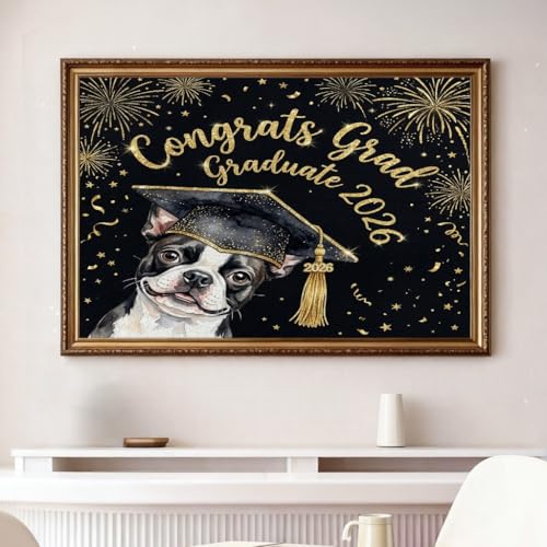 Rompecabezas de Boston Terrier clase de 2026, celebra tu éxito con este puzzle de madera 4