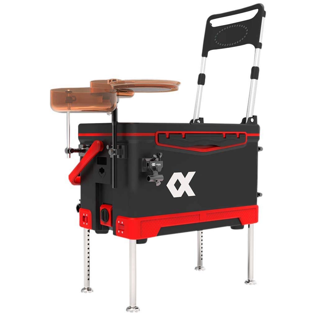 Boîte de pêche avec siège 40 L, Levage à Quatre Pattes, Grande capacité, Isolation épaisse, boîte de pêche, équipement de pêche avec Accessoires (Couleur : Rouge)