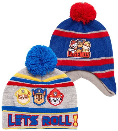 Nickelodeon Boys' Winter Hat - 2 Pack Paw Patrol Pom Pom Beanie (4-7), Size 4-7 Years, Paw Patrol #TOP5