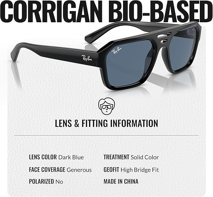 Image of Ray-Ban RB4397 CORRIGAN BIO-BASED Square-Round Shaped Sunglasses for Men & Women with Official RAYBAN Eyewear Kit