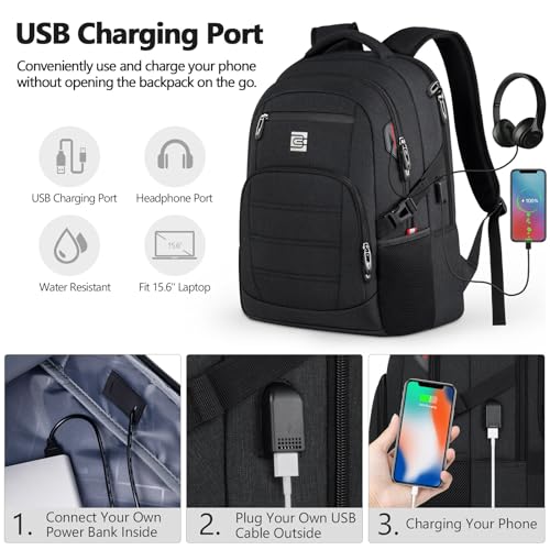 UKEIN 15.6 Inch Laptop Backpack for Men and Women with USB Charging Port - Ideal for Business and College
