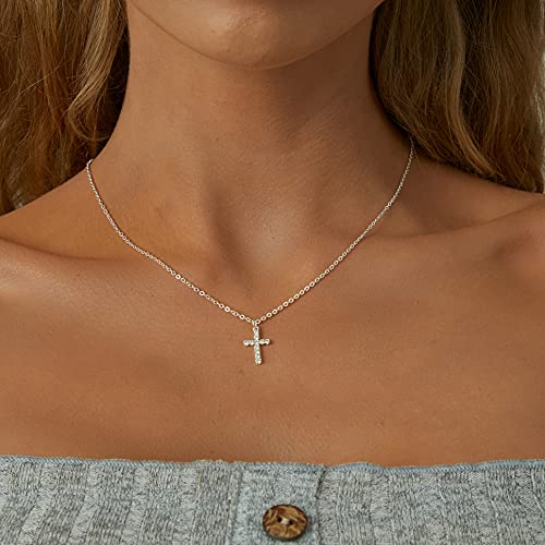 Tewiky Cross Necklace for Women-Dainty Simple 14k Gold/sterling silver Plated Cross Pendant Cute Diamond Necklaces for Women Gold Jewelry2