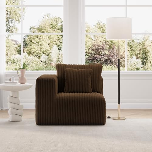 Image of Novilla Modular Sectional Sofa, Modern Cloud Sectional Couch with Smarts Coil Support, Upholstered Boneless Couch for Living Room Apartments Bedroom, No Assembly Required, Brown (Left-Arm Chair)