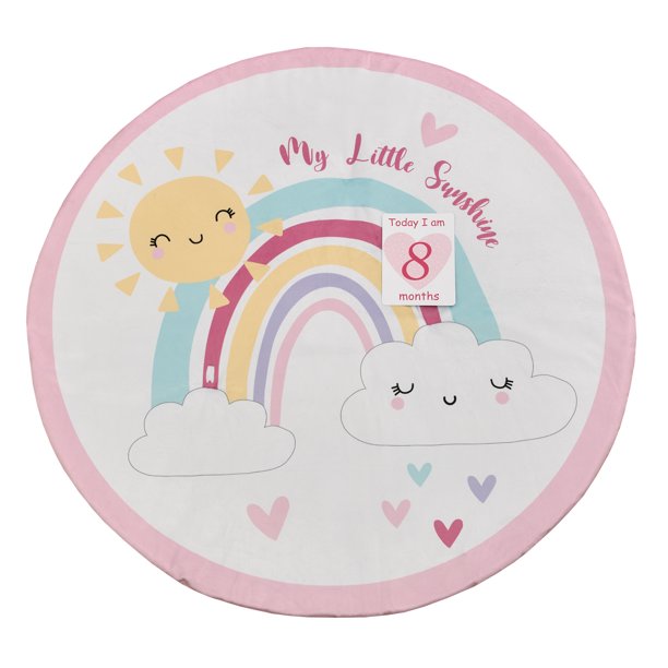 Parent's Choice Tapete de juego Milestone con tarjetas de marcador, niño, niña, tiempo boca abajo (arcoíris)