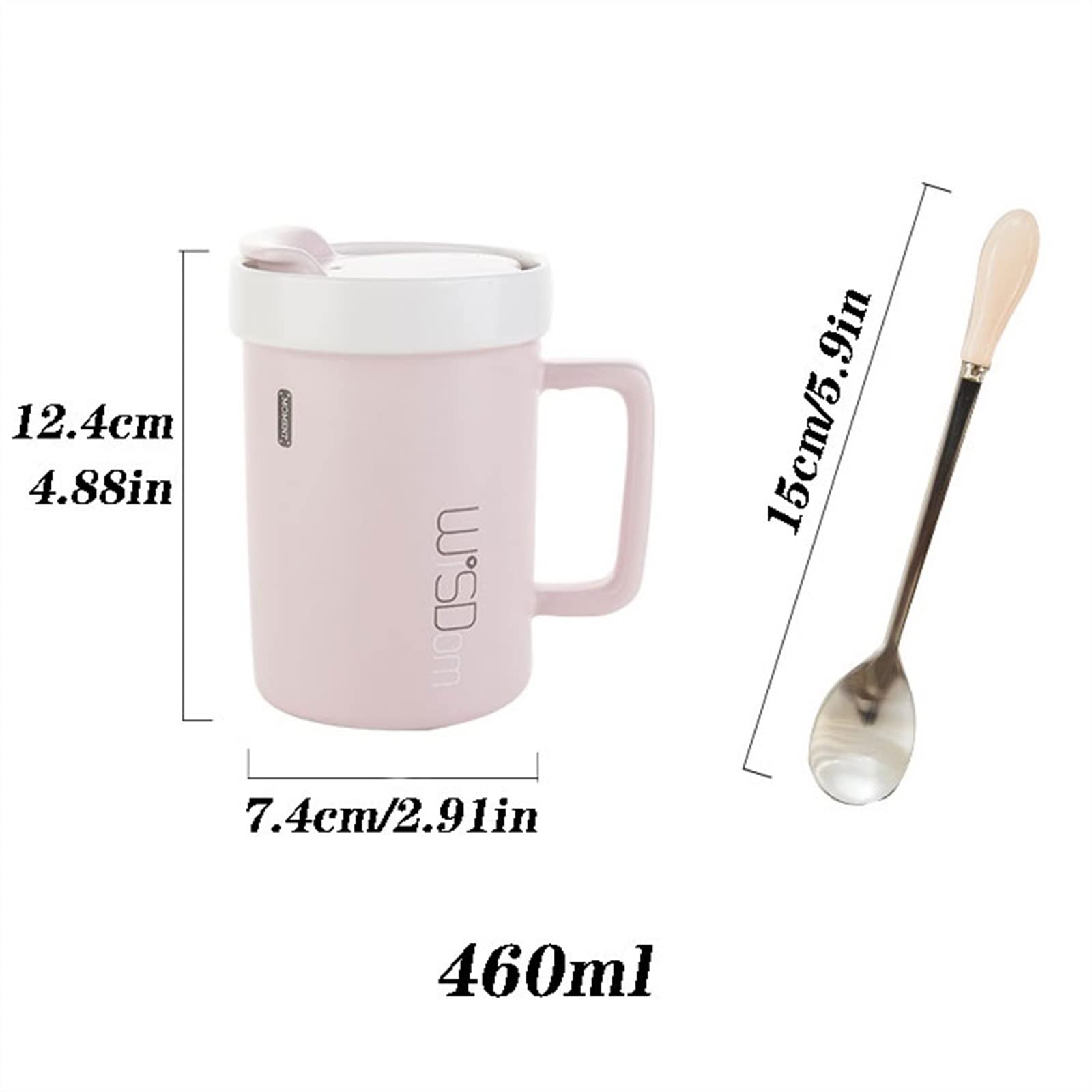 Taza de café de cerámica 460ML Taza de Oficina Taza de cerámica para Beber Taza Encantadora con Tapa Cuchara Posavasos Gran Capacidad (Azul)