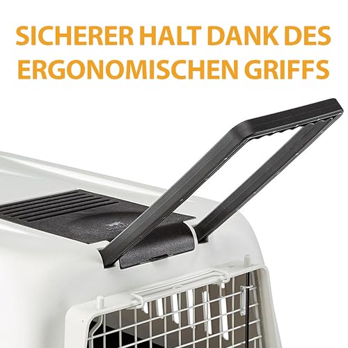 Ferplast Hundetransportbox Transportbox für große Hunde Atlas 70, Reisebox für Hunde, Sicherheitsverriegelung, Lüftungsgitter, 68,5 x 101 x h 75,5 cm Grau