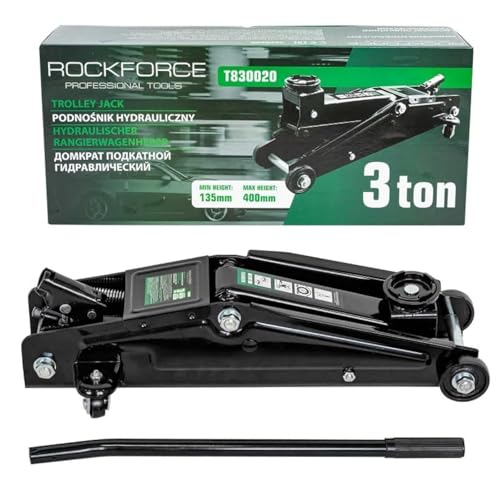 ROCKFORCE Cric roulant hydraulique 3 t h min-135 mm, h max-400 mm
