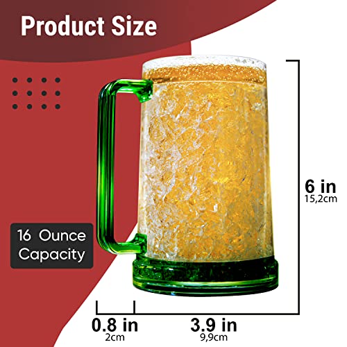 Double Wall Frozen Beer Mugs For Freezer With Handles 16Oz, Freezer Mugs For Beer, Set Of 4 #TOP2