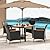 Tangkula 5 Pieces Patio Dining Table Set for 4, Rattan Conversation Set with Umbrella Hole, Seat Cushions & Acacia Wood Tabletop, Outdoor Dining Table with 4 Chairs for Backyard, Poolside & Deck