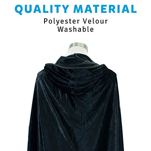 Everfan Black Hooded Cape For Adults | Cloak With Hood For Halloween, Cosplay, Costume, Dress Up #TOP2