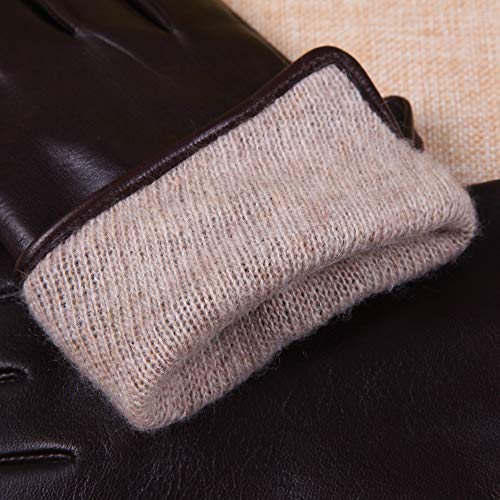 Warmen Women's Lambskin Leather Cold Weather Gloves with Crossing Bow (7, Black (Touchscreen Function/Wool Lining)) - Thumbnail 7