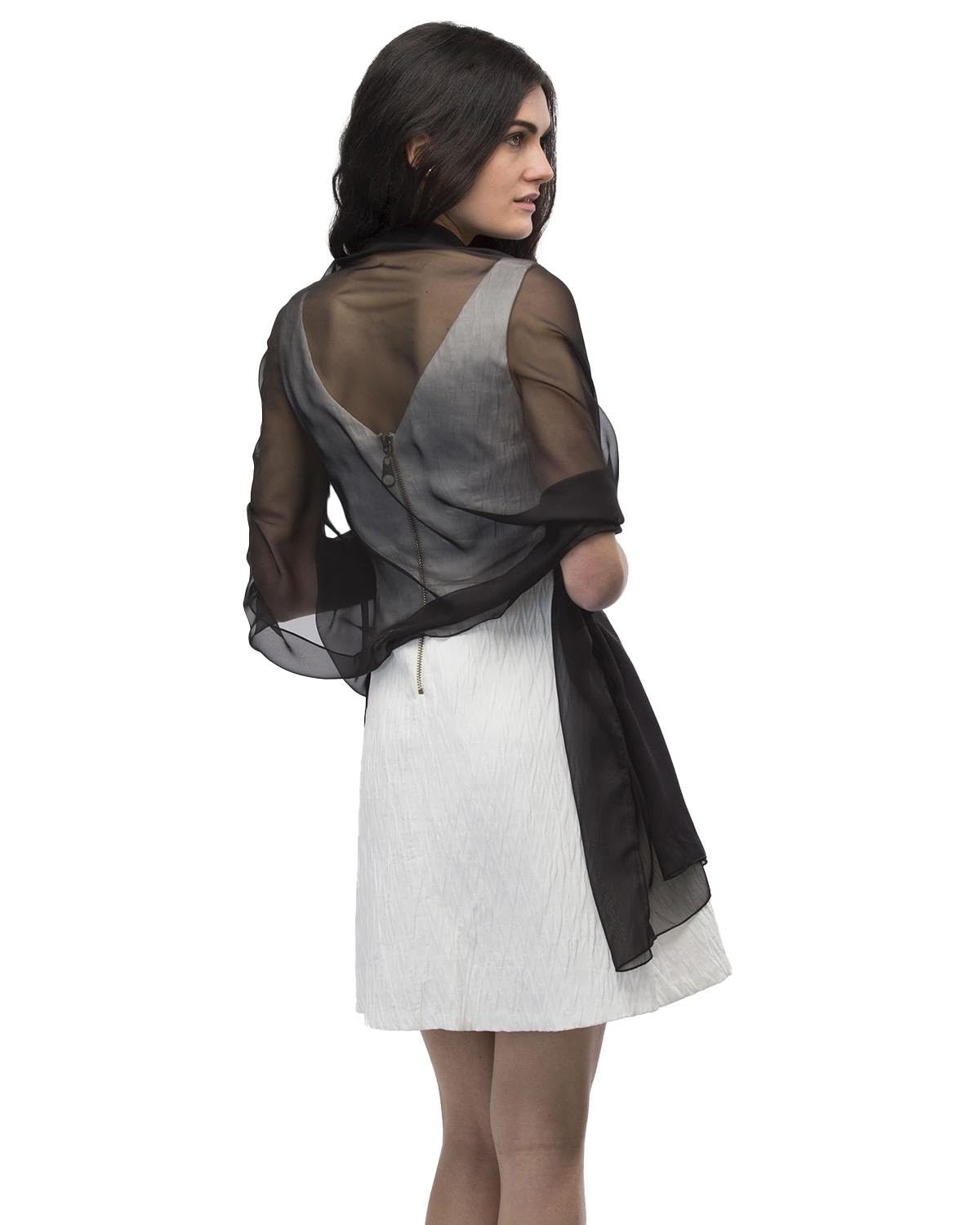 Basic Sense Large Plain Chiffon Shawl Scarf - Vibrant Sheer Accessory for Weddings and Evening Party, Black