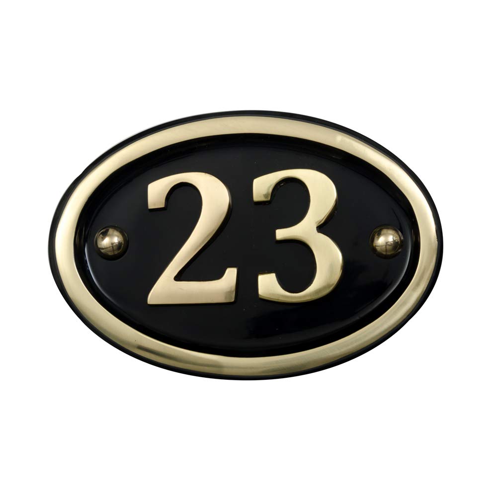 Solid Brass House Number Oval Design (No 23)
