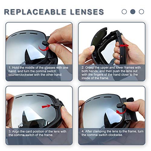 Sposune Ski Goggles Over Glasses - Snow/Snowboard Goggle For Men, Women & Youth - Uv400 Anti-Fog Snowmobile Goggles #TOP5