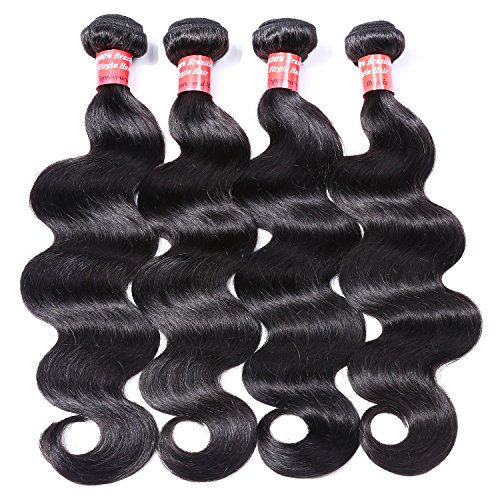 Brazilian Hair 4 Bundles, Queenstar Grade 8A Brazilian Body Wave Remy Hair 4pcs Set Body Wave 100 Unprocessed Human Bundles (18"20"22"24")