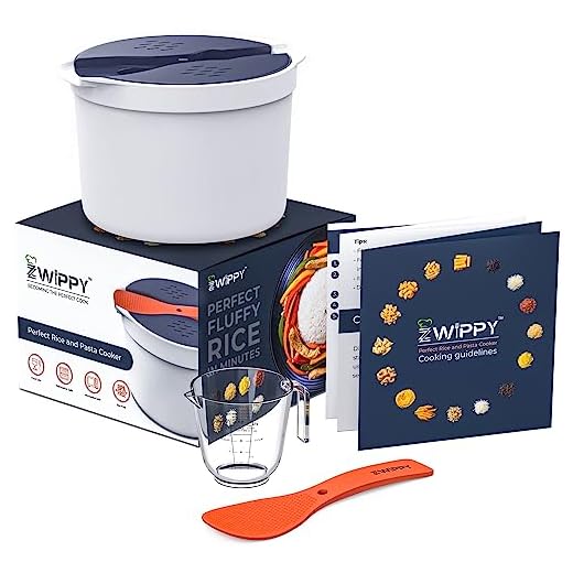 Zwippy Microwave Rice Cooker with Measuring Cup - Pasta Cooker Microwaveable - Vegetable Steamer Set - All-in-One Cookware for Quinoa, Chicken, Oatmeal & Soups - Non-stick - Dishwasher Safe - BPA Free