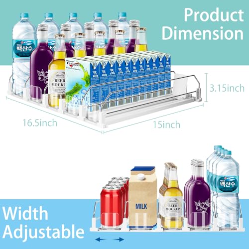 Drink Organizer for Fridge, 5 Row Automatic Pusher Glide, Adjustable Width Soda Can Dispenser for Refrigerator-Holds up  - Additional View