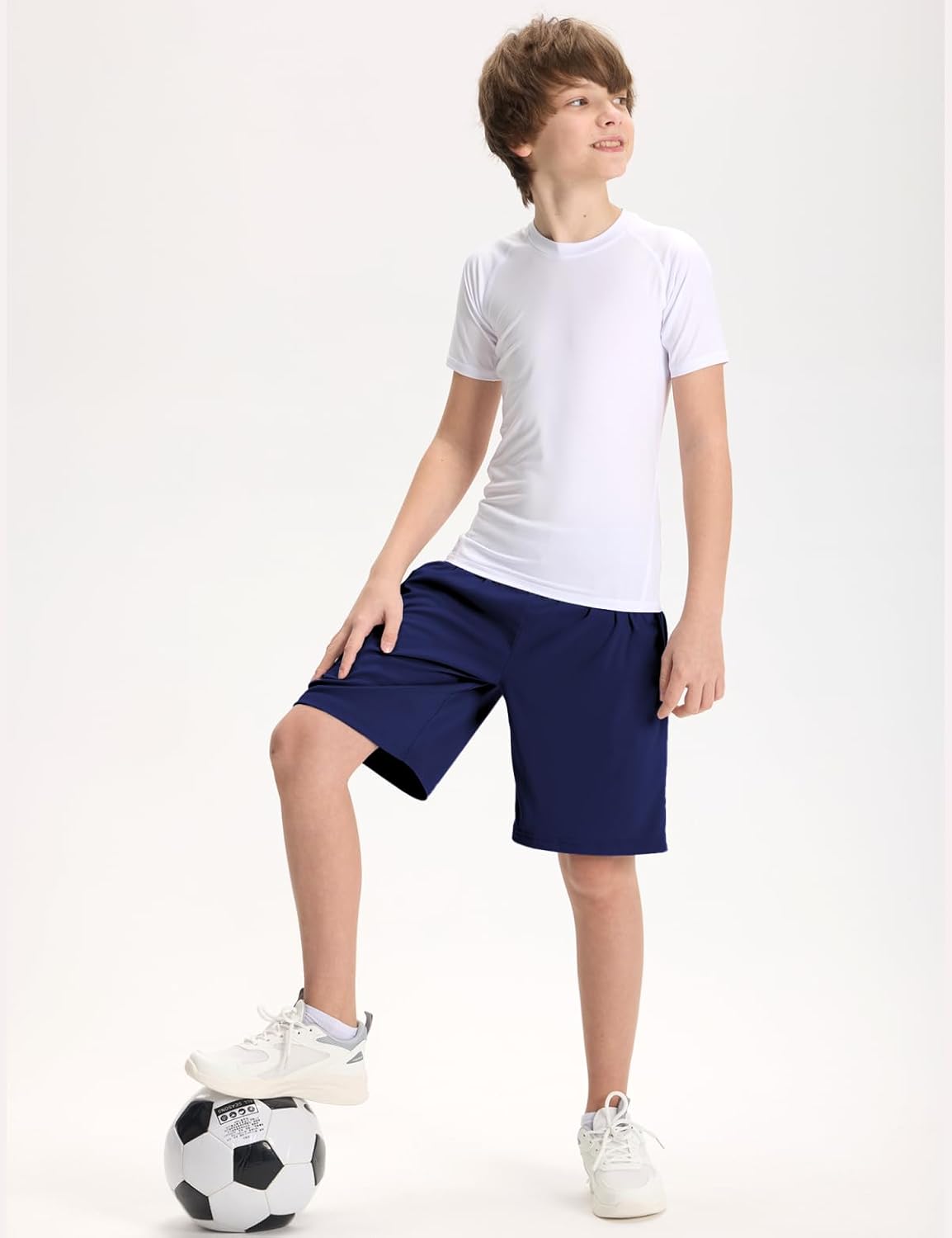 7 Pack Kids Athletic Shorts with Pockets, Quick Dry Basketball Running Shorts for Boys Girls