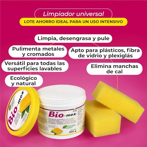 Miniatura 2 de Bio-Mex 850gr Pasta Limpiadora Multiusos 100 Natural, Biodegradable. 2 Esponjsas Incluidas