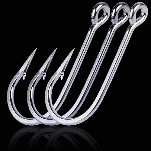 Sharp Steel Shark Angelhaken geschmiedet Edelstahl Angelhaken Messer Rand Punkt Rund gebogen Ringauge Meer Big Game… – Bild 8