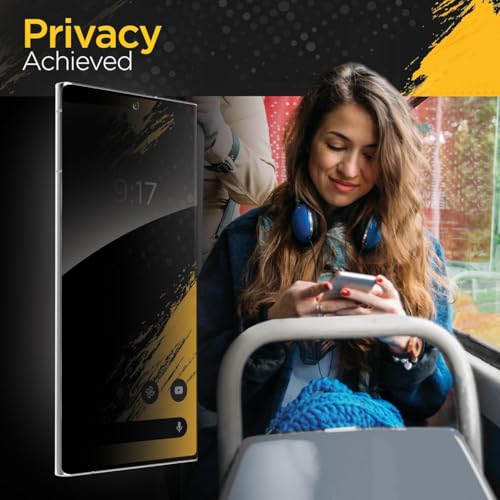Image of Uyiton By SHILD Privacy Tempered Glass Screen Protector for Samsung Galaxy S24 Ultra 5G (6.8 inch) | Anti-Spy | 9H Hardness | HD Clarity | Fingerprint Sensor Support | Easy Installation
