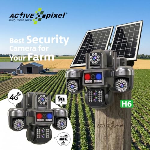 Image of Active Pixel 4G 4MP Solar Security Outdoor 4 Camera Setup with 8X Zoom PTZ Main Lens 360 Pan Tilt | Dual Screen View | SIM Supported No WiFi CCTV | Color Night Vision | AI Motion Detection -H6