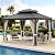 LUE BONA 10x12 Hardtop Gazebo, Galvanized Steel Double Roof Permanent Gazebo Pavilion with Aluminum Frame, Outdoor Metal Gazebo Canopy with Nettings and Curtains for Deck, Patio, Backyard