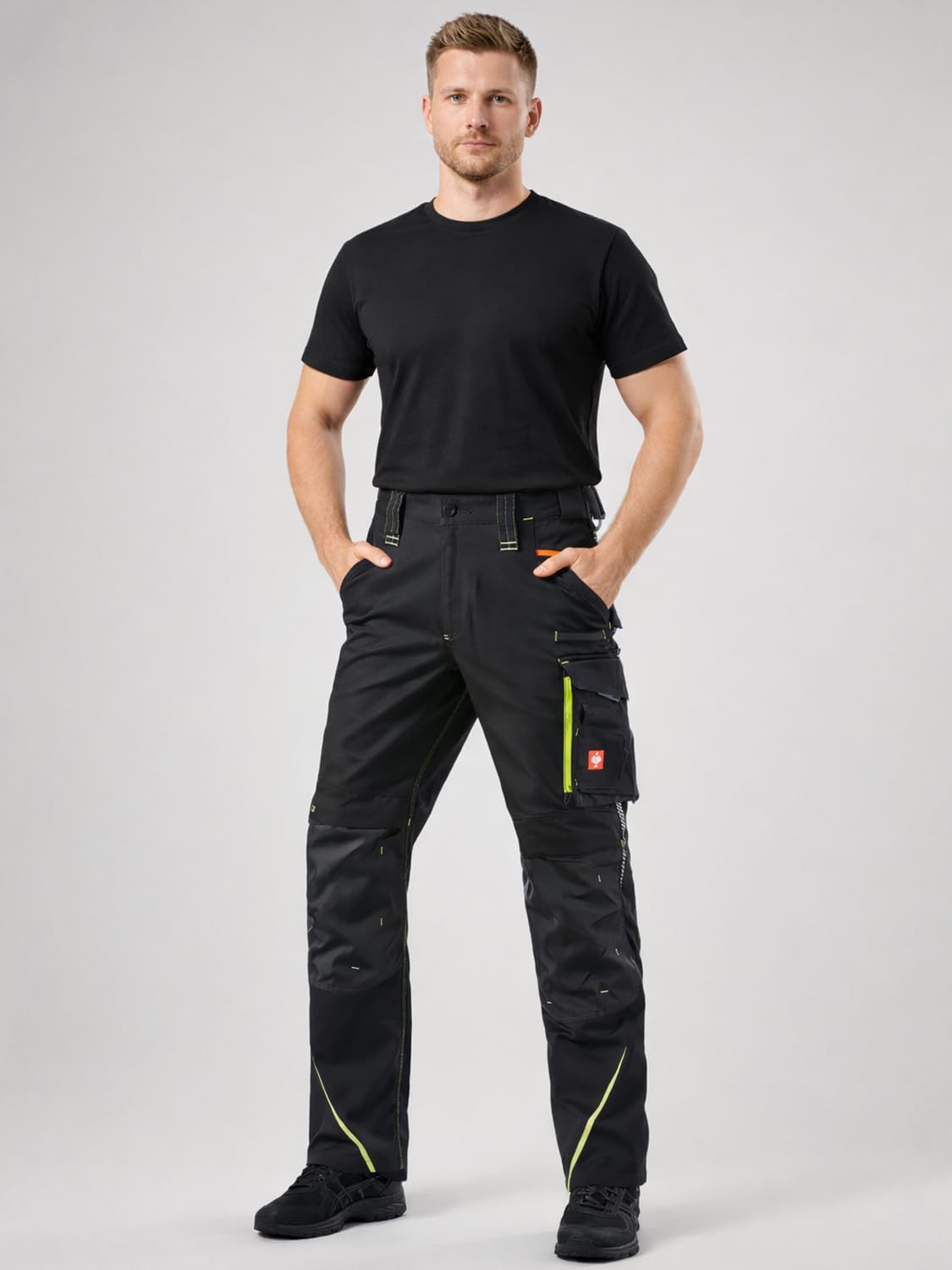 Engelbert Strauss 65511 Hose e.s.motion 2020, Qualitative Arbeitskleidung, Mehrfarbig (Schwarz/Gelb), 44