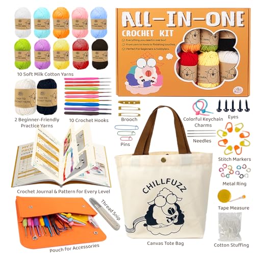 ChillFuzz Crochet Kit for Beginners 85 Piece Complete Crochet Set with Yarn, Hooks, Pattern Book – Beginner Crochet Kit for Adults & Kids with Tutorials, Great Christmas Gift for Craft Lovers Basic by ChillFuzz - Used condition - Image 2