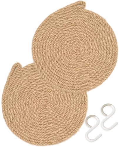 tatiuh(タティウ) 天然素材 鍋敷き 釜敷き 丸型 15CM 2枚セット 4サイズから選べる フック付き 吊り下げ収納で省スペース おしゃれ 耐熱 鉄瓶・土鍋・フライパン・ホーロー鍋対応 プレゼント(15CM・2枚セット)