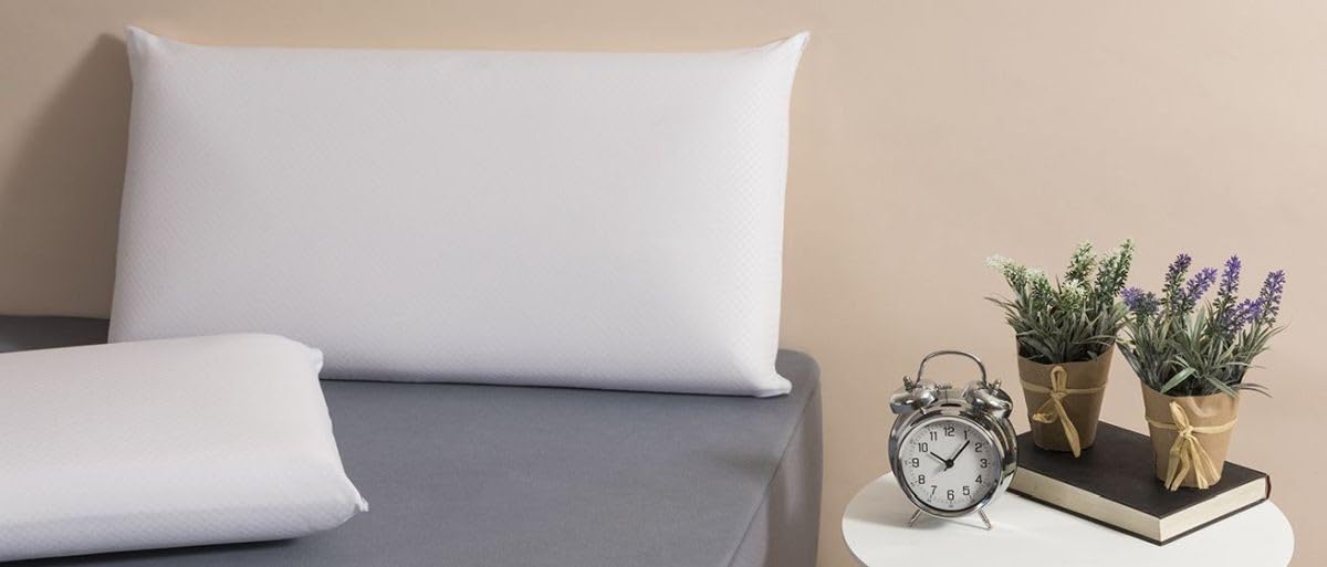 Velfont Almohada Ergonómica Viscoelástica Antialérgenos con Tecnología AlerProTECH, Doble Funda 100% Algodón y Microfibra, Alta Densidad, Firmeza Media (90 cm)