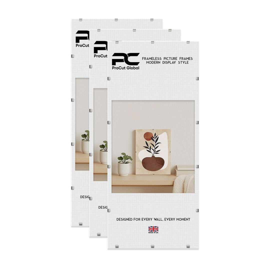 Procut Global 95x33cm Frameless Clip Picture Frames For Photos - Pack of 3 — image 1