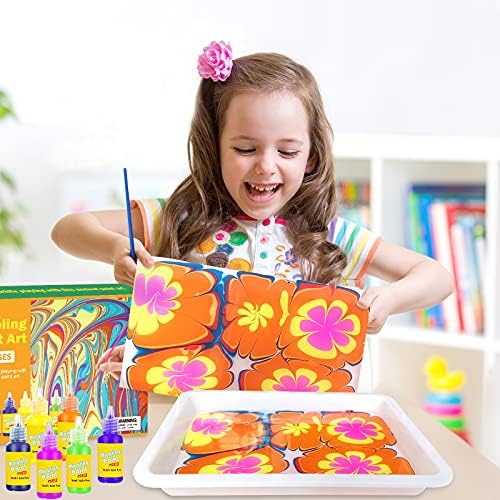 Marbling Paint Kit for Kids Water Art Paint Set Arts and Crafts for Girls & Boys Age 4-12 Gift for Easter Christmas Thanksgiving Kids Activities for Age 4 5 6 7 8 9 10