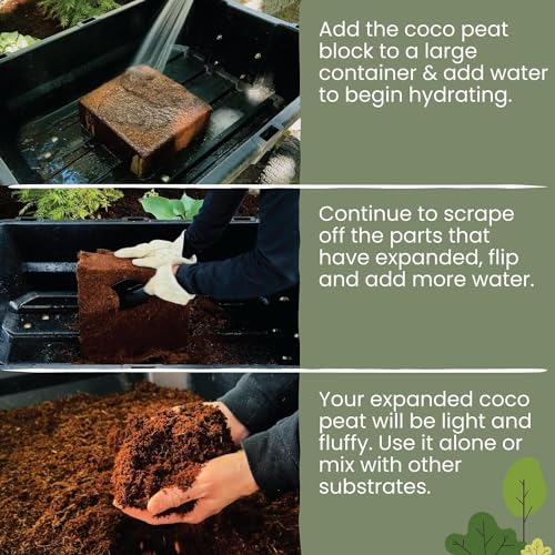 Image of 100% Natural COCOPEAT Block 1KG for Home Garden | Organic Soil for Potted Plants, HYDROPONICS, Kitchen & Terrace Gardens | EXPANDS Upto 5L of Powder | 1 KG